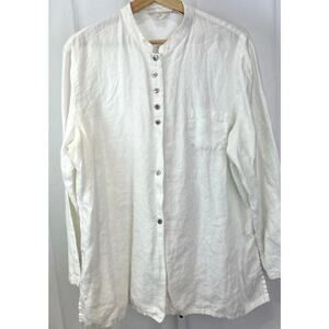 100% Linen Polar white Vintage blouse by J Jill.
